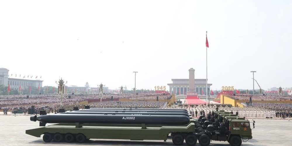 This photo shows the torpedo-like AJX002, a smaller-diameter XLUUV but equally as long as the HSU100